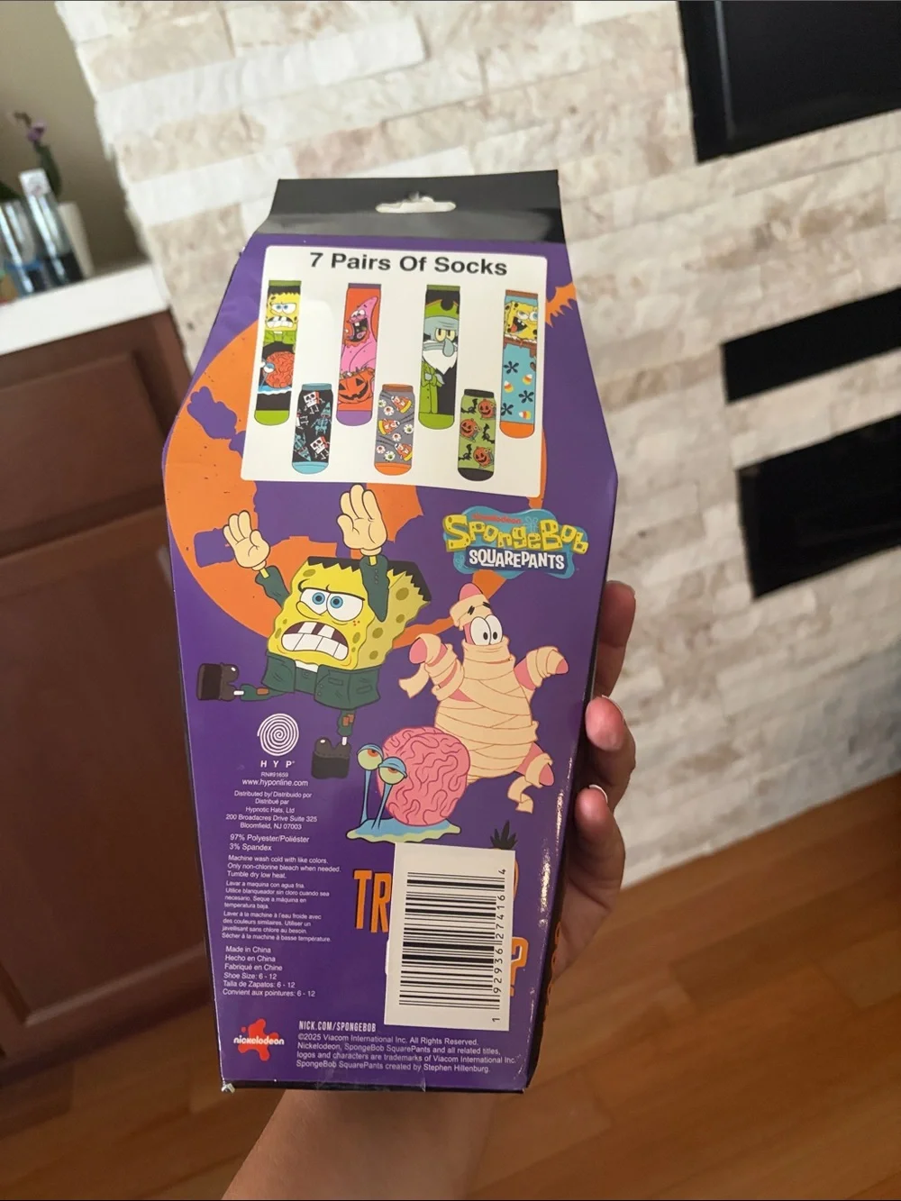 NWT SpongeBob SquarePants Halloween Coffin Socks Gift Pack 7 Pairs Crew/Low Cut